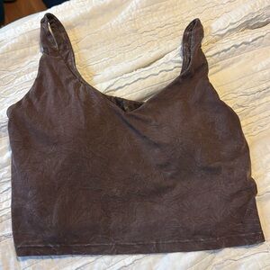 Aerie Offline low key Longline Sports Bra Washed Brown